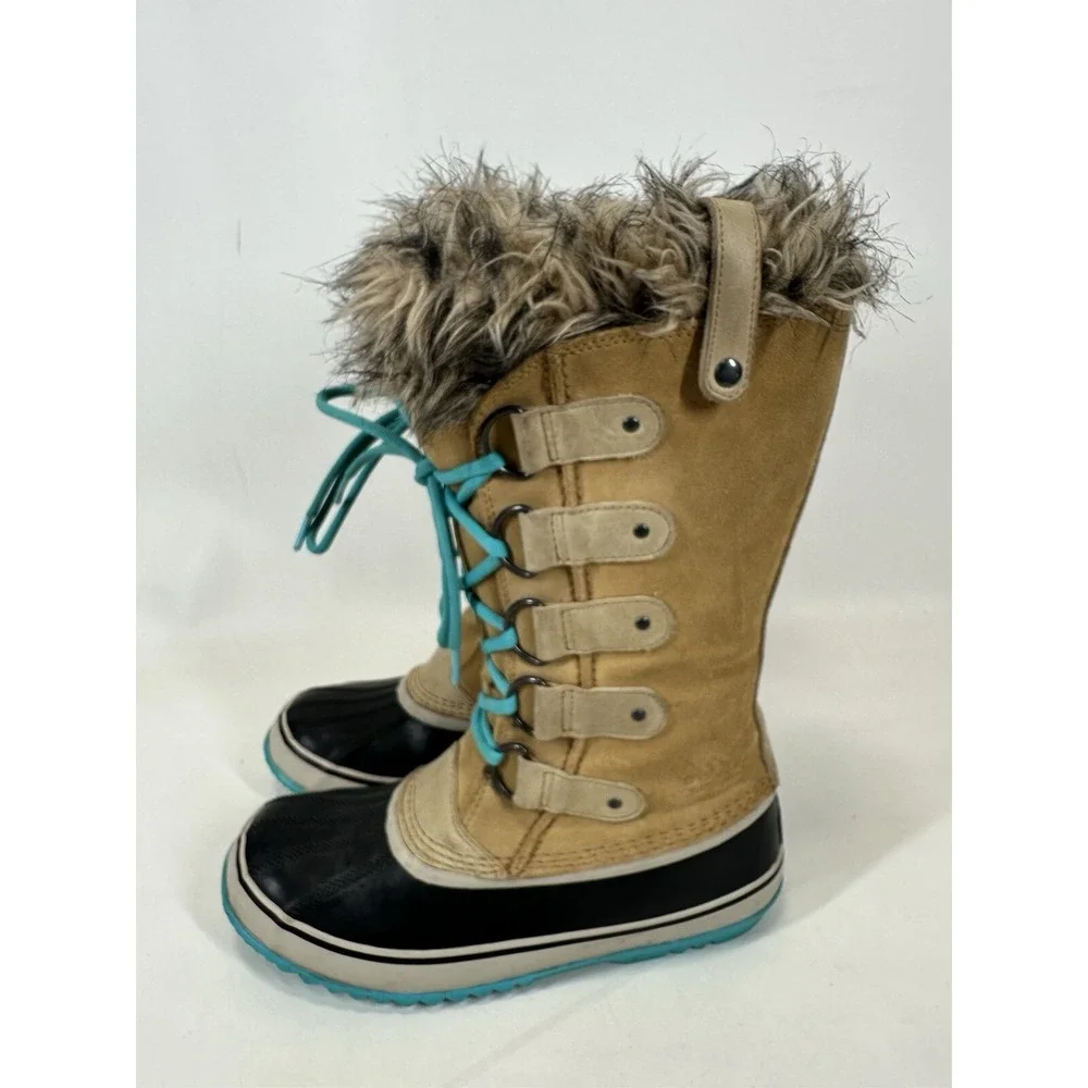 Sorel Joan of Arctic Waterproof Suede Boots NL 1540-373 Turquoise‎ Fur  Size 10